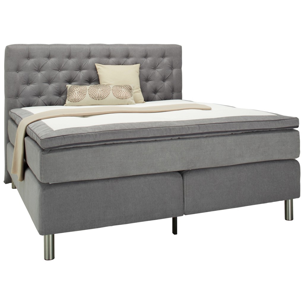 Boxspringbett in Grau, ca. 160x200cm