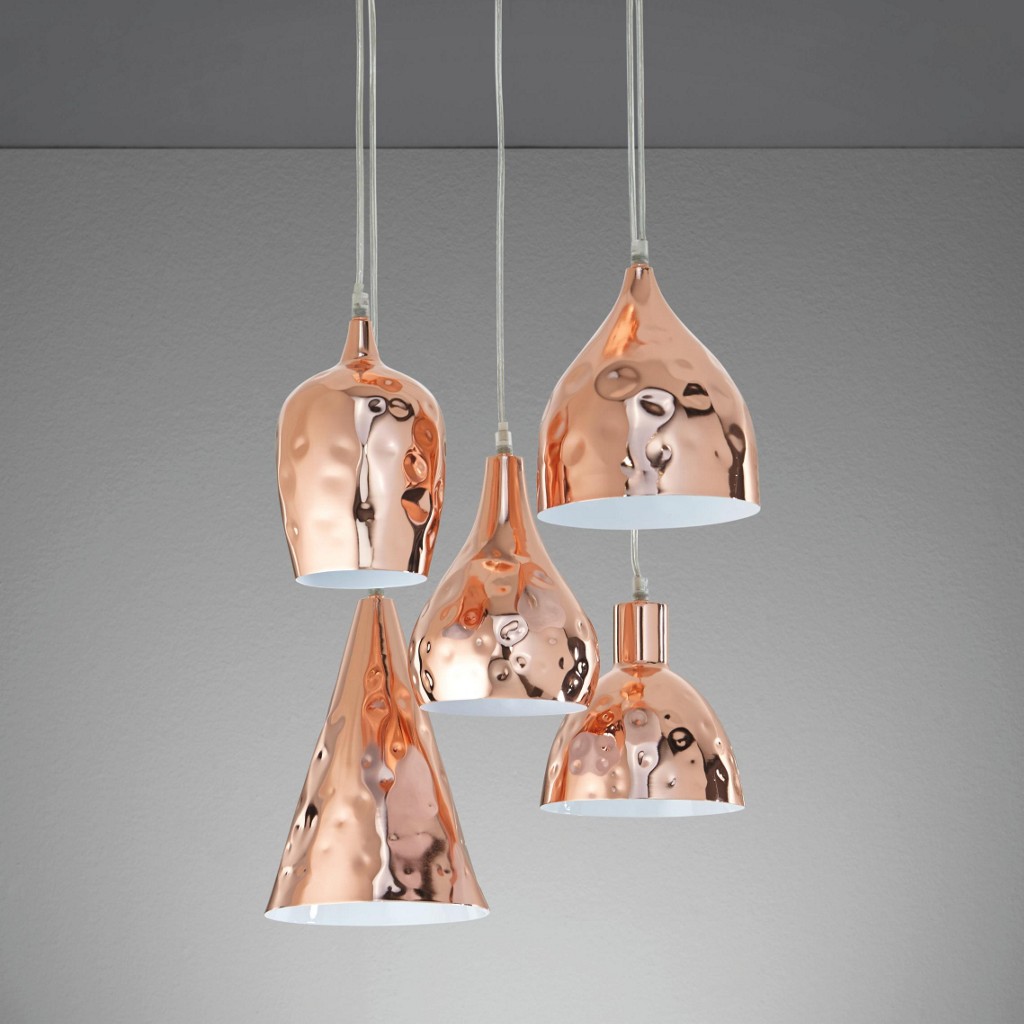 Hängeleuchte Cascade aus Metall in Kupfer