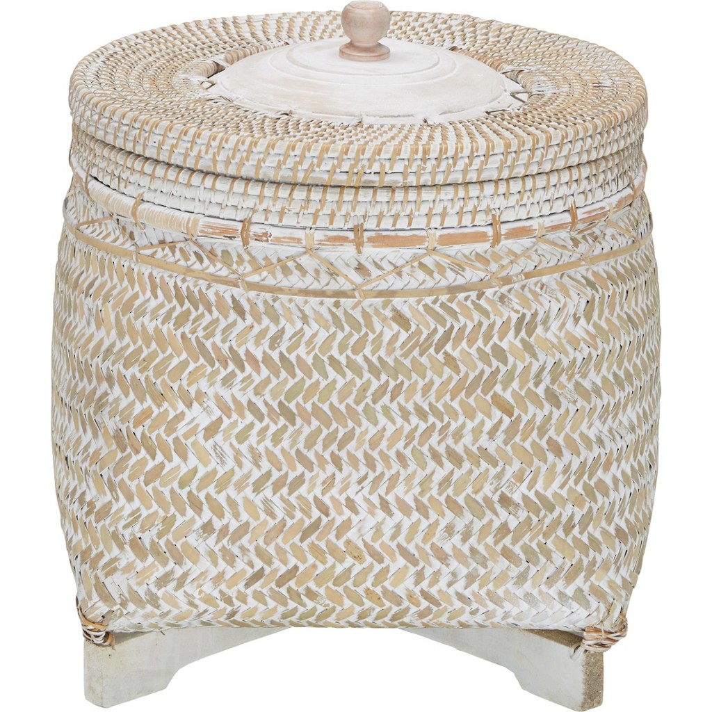 Korb in Weiß aus Rattan