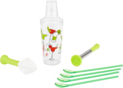 Cocktail-set in Grün/klar, 8-teilig