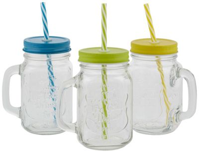 Trinkglas Maria mit Deckel U. Strohhalm