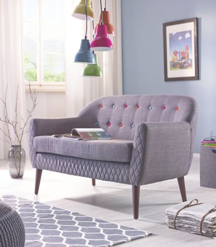 Sofa in grau im retro stil bernd polstermöbel wohnzimmer ... Wohnzimmer sofa grau